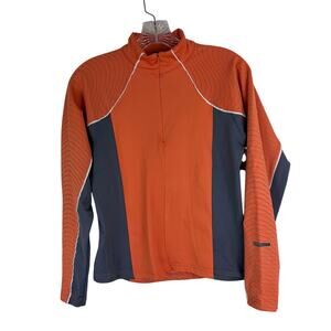 IllumiNITE Womens 1/4 Zip Reflective Shirt Top Size Medium Orange Cycling Jersey